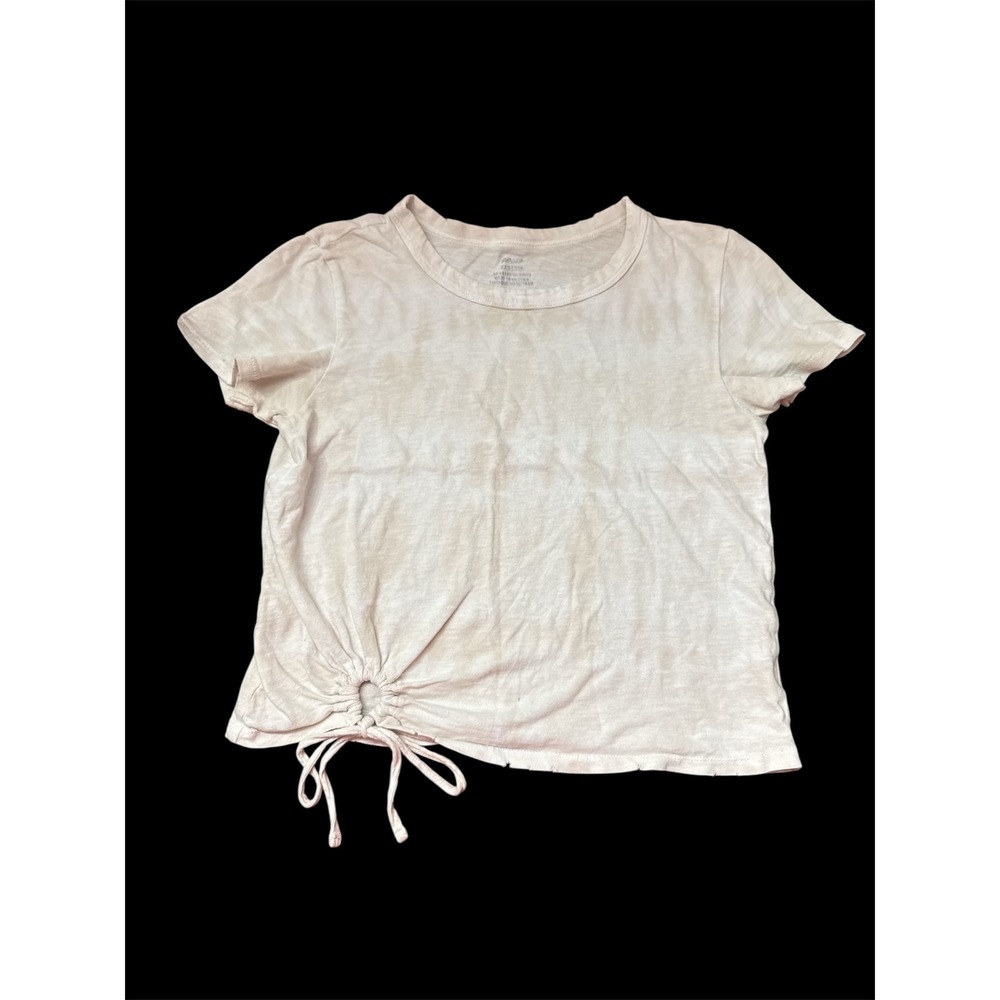 Aerie Womens Short Sleeve Tie Dye Cinched Side Drawstring T-Shirt Cream XXS